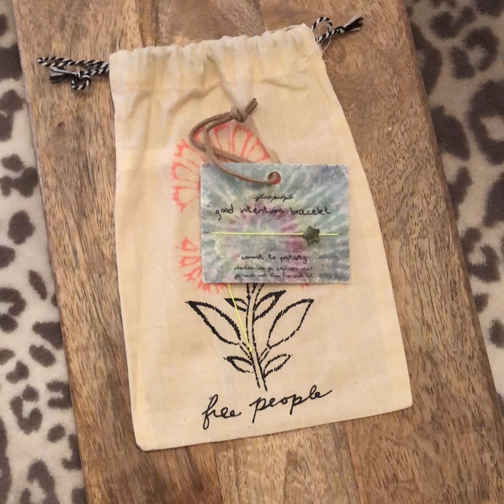 Free People Good Intentions Bracelet Star Commit To Positivity & Bag